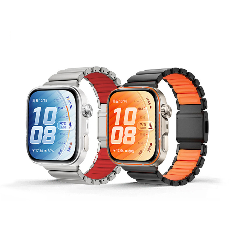 โลหะหรูหราไทเทเนียมซิลิโคนแม่เหล็กกีฬายางรัดสําหรับ Huawei Watch Fit 3 4 5 สําหรับ Huawei Watch Fit 4Pro 5Pro