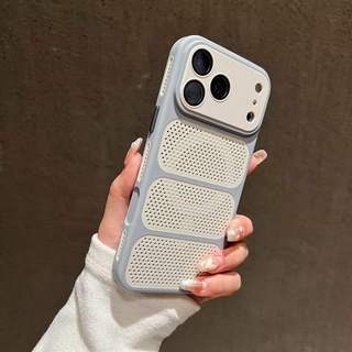 Luxury Armor Shockproof Heat Dissipation Mesh Case for IPhone 17 16 15 14 Plus 13 12 Pro Max Lens Protect Matte Hard PC Cover Funda