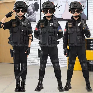 [จัดส่งจากกรุงเทพฯ] เด็กคอสเพลย์ชุดตำรวจเด็กทหารSWATเครื่องแต่งกายการจราจรSWATฮาโลวีนCarnival Party Unisex