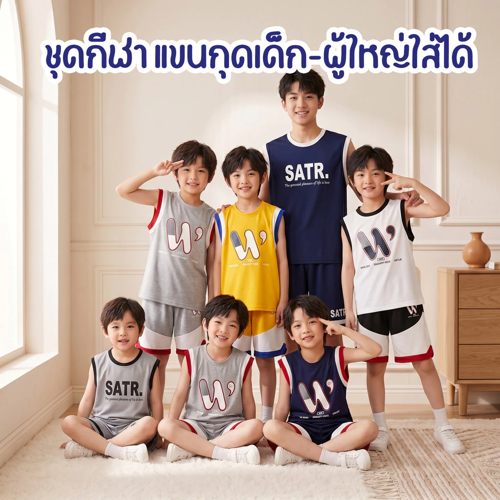 Modeng Baby เซ็ตแขนกุด ตัวเลือก6สี เสื้อแขนสั้น กางเกงขาสั้น เซท 2 ชิ้น ใส่เที่ยวเท่ห์ๆ ด้วยชุดเซท เนื้อผ้านุ่ม