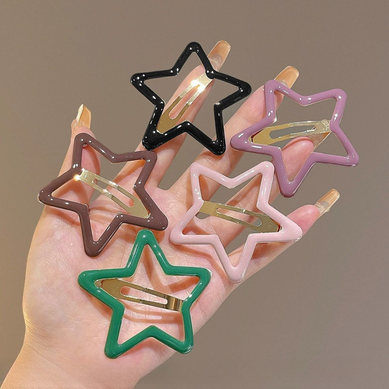 ชุด 5 ชิ้น Hollow Star อุปกรณ์จัดแต่งทรงผมสาว Daily Care Side Bangs Back Head ตกแต่งผมหัก