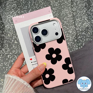 เคสหนังสกิน ลายดอกไม้ดำ น่ารัก หลากสี สไตล์ฮิต คู่รัก สำหรับiPhone 15 17 16 11 13 AIR 14 12 Pro Max 14 15 16 Plus XR X
