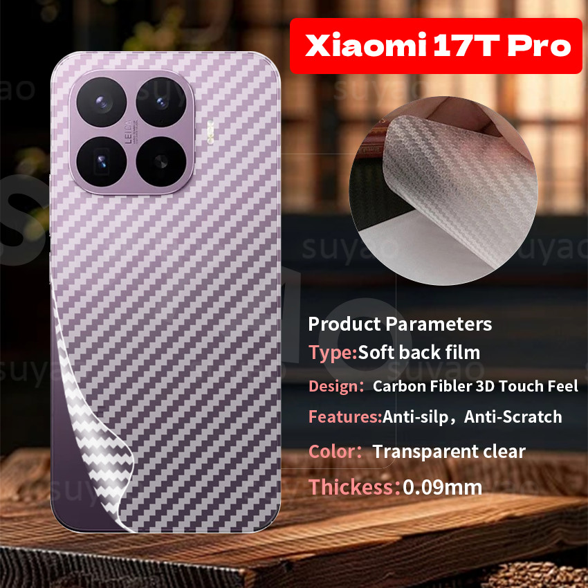 สําหรับXiaomi 17T Pro 17TPro 2026 โทรศัพท์กลับฟิล์มคาร์บอนไฟเบอร์Xiaomi17TPro Xiaomi17T 17 Ultra Protector Soft Scratchทนหน้าจอใสสติกเกอร์ป้องกันคลุมทั้งหมด