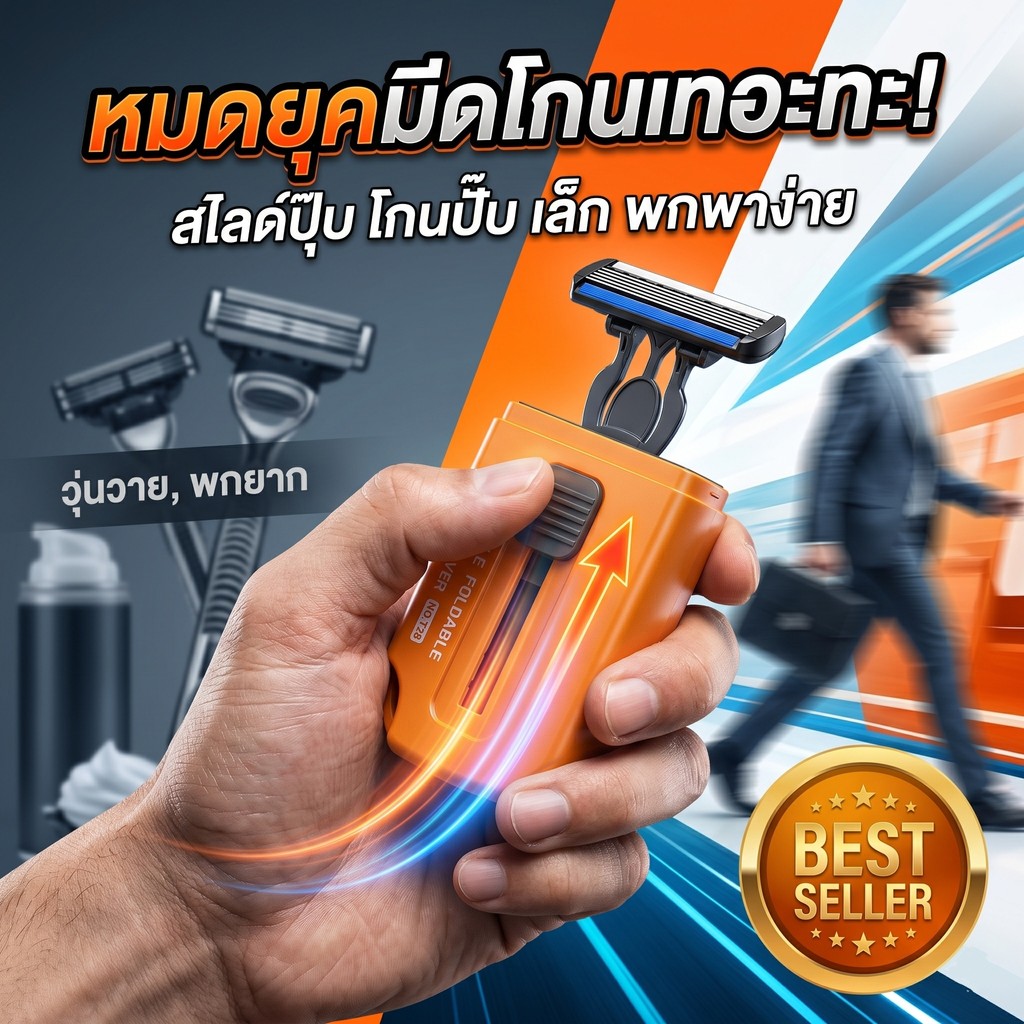 มีดโกนแบบใช้มือ มีดโกนหนวดพกพา 6 ชั้น แบบสไลด์ Mini Shaver โกนสะอาด พกพาง่าย อุปกรณ์เดินทาง พร้อมส่ง