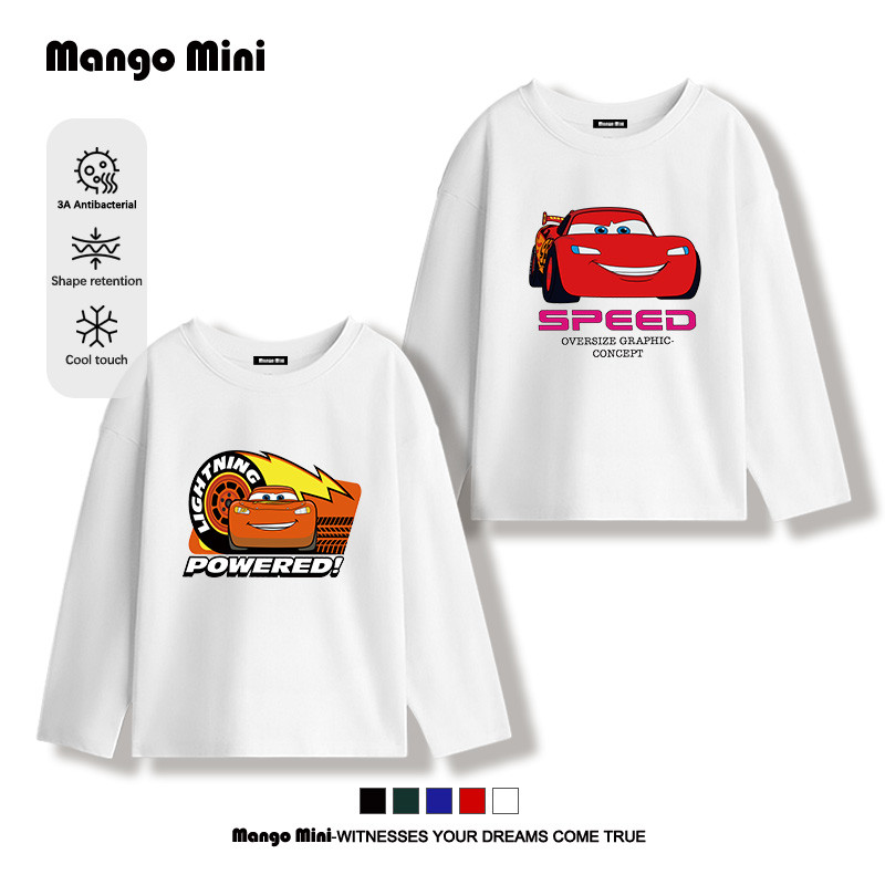 เสื้อยืดแขนยาว Cars เสื้อยืดเด็กลายน่ารัก ผ้าฝ้ายนุ่ม สบายและเหมาะกับการใส่ในลุคสบายๆ【จัดส่งจากประเทศไทย】