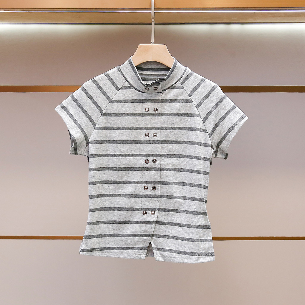 S7AZ Sandro Women's Summer New Fashion Casual Slimming Striped Short Sleeve T Women's T-shirt