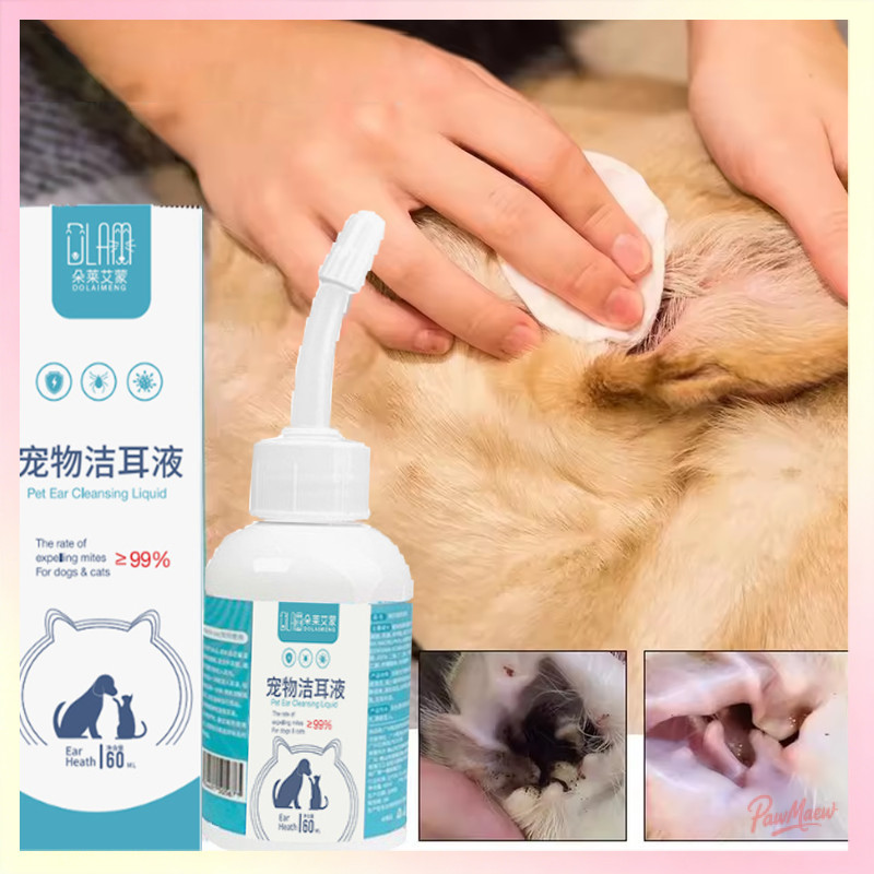 น้ำยาทำความสะอาดหูสำหรับสัตว์เลี้ยง ใช้ทำความสะอาดช่องหู ขจัดขี้หู เหมาะสำหรับแมวและสุนัข สูตรอ่อนโยน