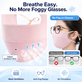 💕หน้ากากกันแดดผ้าไหมน้ำแข็ง💕UPF50+ ป้องกันUV 100%/ผู้หญิงฤดูร้อนผ้าไหมกันแดดเต็มหน้า/ป้องกันรังสียูวี ระบายอากาศดี สวมใส่สบาย/น้ำหนักเบา สัมผัสเหมือนผิวเปล่า/ซักได้และใช้ซ้ำได้/สายยางยืดนุ่ม ปรับได้/ครอบหน้าสุด+คอ/ซิลิโคนนุ่มปิดจมูก/ใส่ขับรถ/เที่ยวทะเล​
