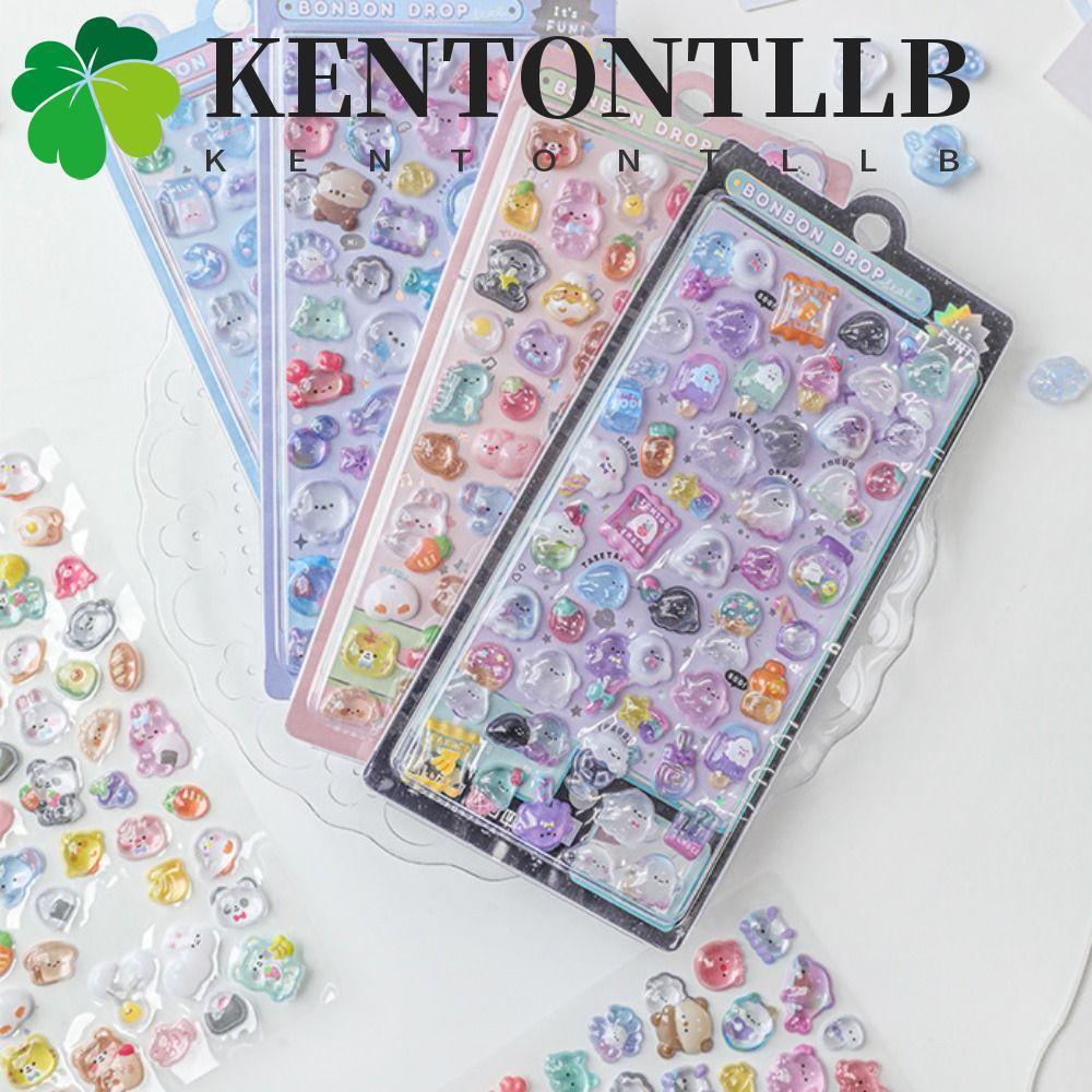 KENTONTLLB Candy Animal Drop Sticker, น่ารักสุนทรียศาสตร์ 3D Decor สติกเกอร์, การ์ตูนไดอารี่ Kawaii อัลบั้ม DIY สติกเกอร์ของเล่นตกแต่ง