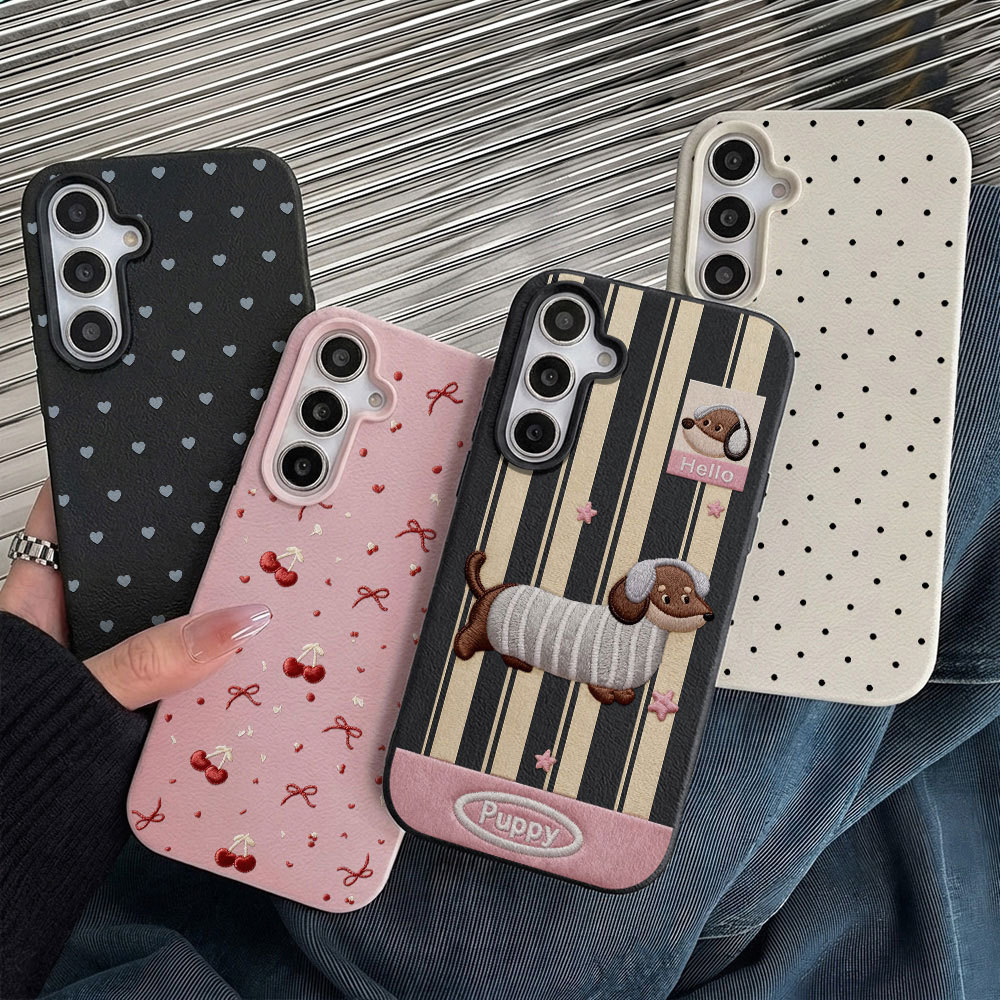 มะเขือเทศเชอร์รี่ Leather เคสมือถือ For Samsung S26 UItra A07 A56 A17 A06 A16 A15 A26 A35 A36 A53 A54 A55 กันกระแทก เคส
