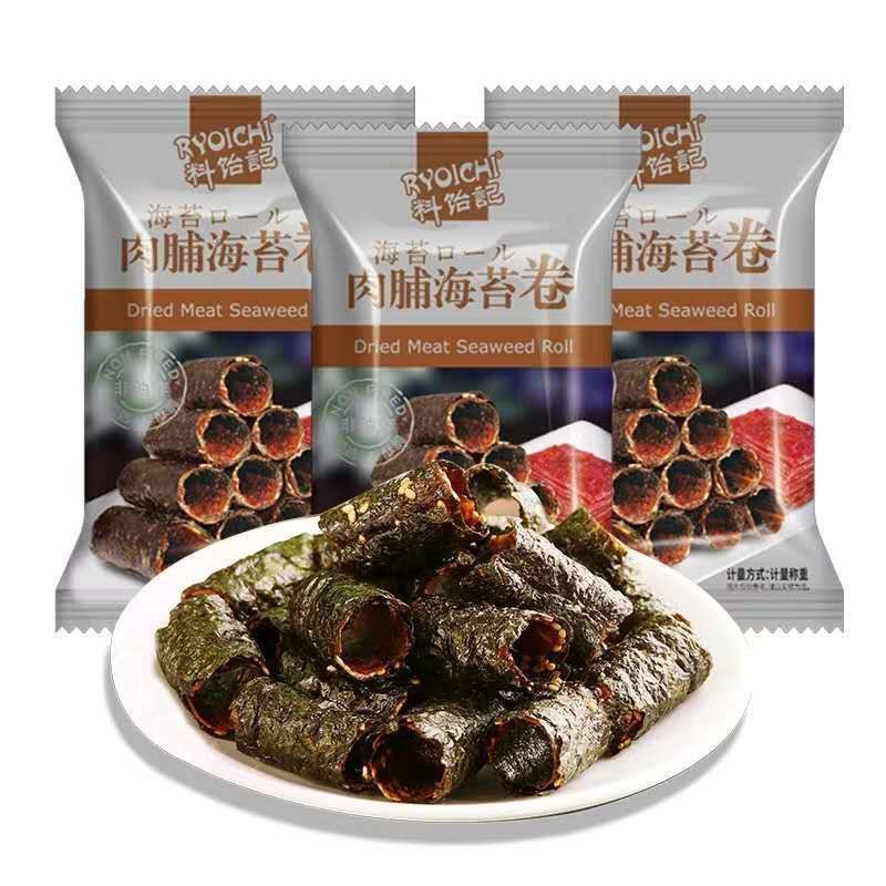良一肉脯海苔卷 真虾海苔卷 海苔夹心脆办公休闲零食小吃特产260601 Liangyi Meat Jerky Seaweed Roll, Real Shrimp Seaweed Roll, Seawe