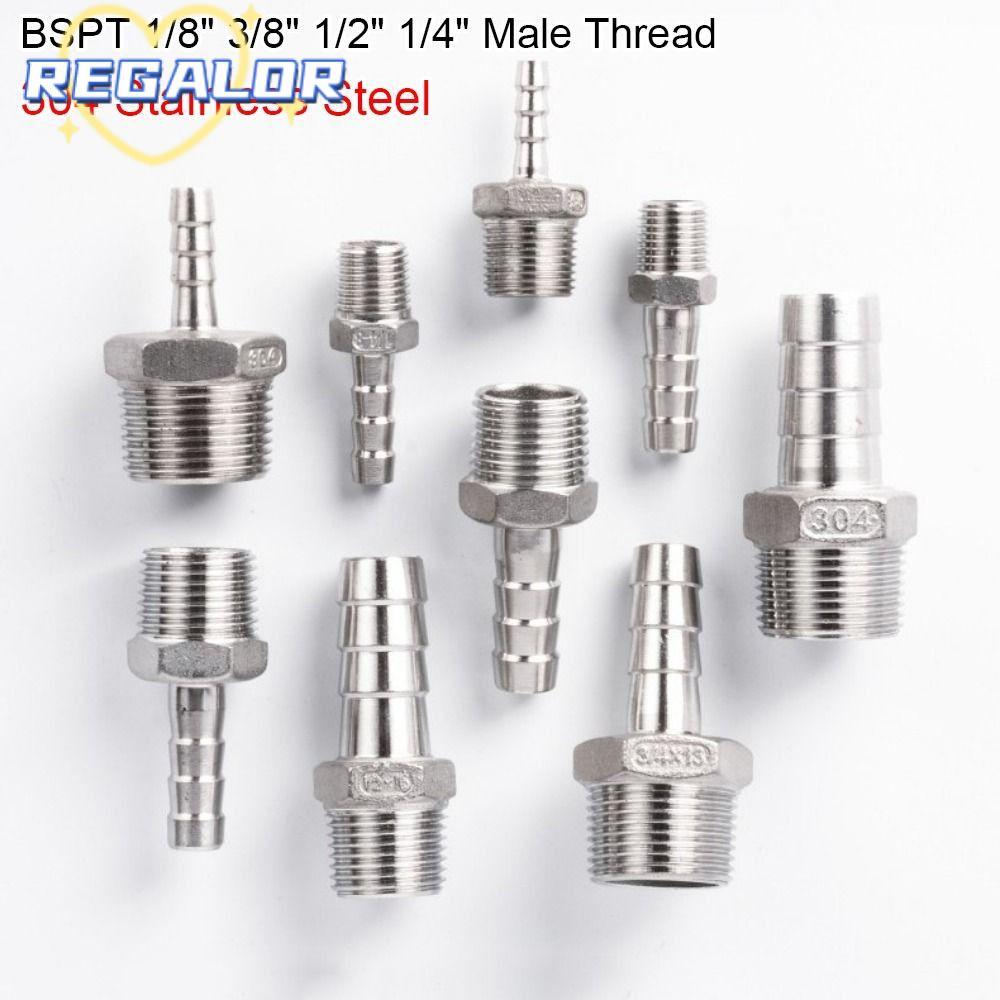 REGALOR0G 1 ชิ้นท่อเชื่อมต่อ, 304 สแตนเลส BSPT ท่อ Joint, ด้ายชาย 1/8" 3/8 "1/2" 1/4 "6 มิลลิเมตรถึง