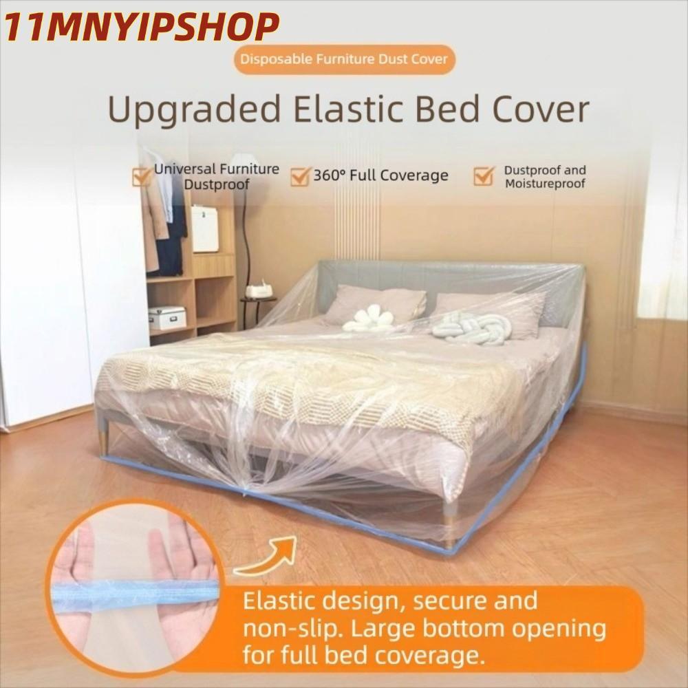 11MNYIPSHOP ฟิล์มกันฝุ่นพลาสติก, ฝาครอบกันฝุ่นแบบใช้แล้วทิ้ง วิชาพลศึกษา ใสกันน้ํา, พลาสติกหนาอเนกประสงค์ทิ้งปกยางยืดโปร่งใสหอพัก