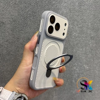 ใหม่คลาสสิกตาข่ายสีดํากระจายความร้อนขาตั้งแม่เหล็กเคสโทรศัพท์สําหรับiPhone 17 ProMax / 16/15/14/13/12 Pro Max 14/15/16 PlusปลอกMatteกันกระแทก