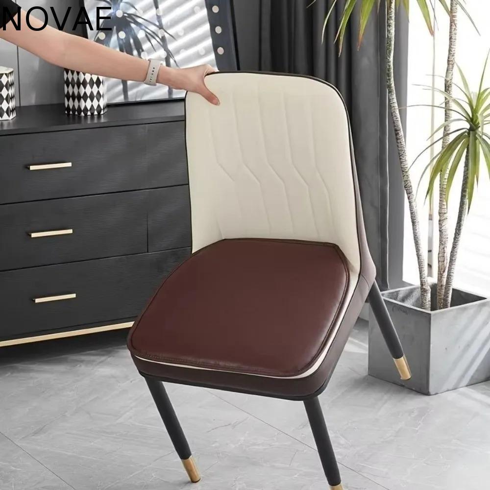 NOVAE D-Shape เบาะรองนั่งหนัง PU, เบาะเก้าอี้รับประทานอาหารกันน้ํากันลื่น, ครัวเรือนหนาสีทึบ Dirt-proof ตารางเก้าอี้โรงแรม