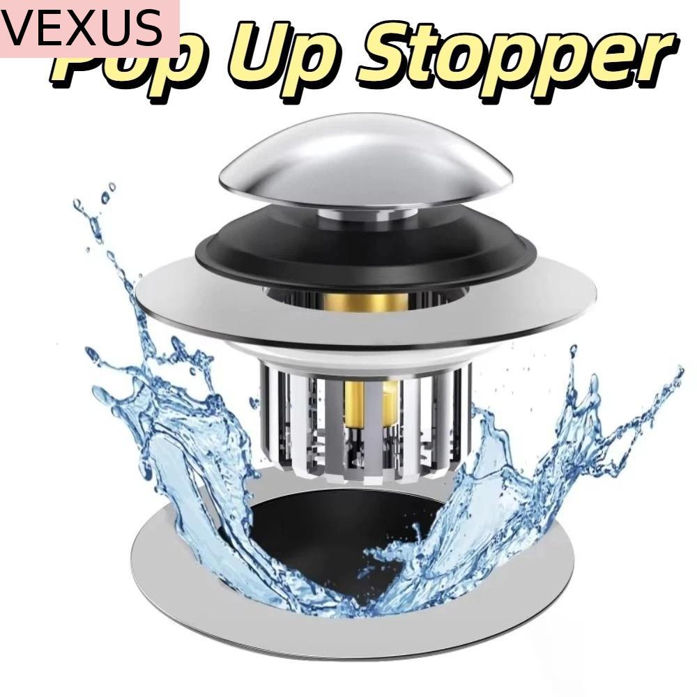 VEXUS ท่อระบายน้ําอ่างล้างจาน Pop Up กลไกตัวกรองเส้นผม Lift & Turn ดีไซน์สากล ฝาปิดป้องกันผมอุดตัน