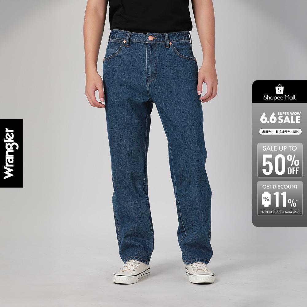 WRANGLER กางเกงยีนส์ผู้ชาย เอวกลาง ทรงกระบอก ทรง Frontier รุ่น WR F525MFROF60 สียีนส์อ่อน