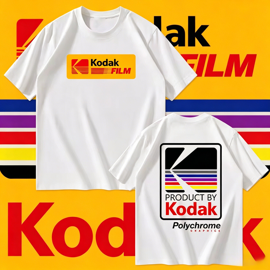 เสื้อยืดผ้าฝ้ายแท้100% ลายโลโก้คลาสสิก KODAK  เหมาะถ่ายรูปท่องเที่ยวฤดูร้อน S-5XL