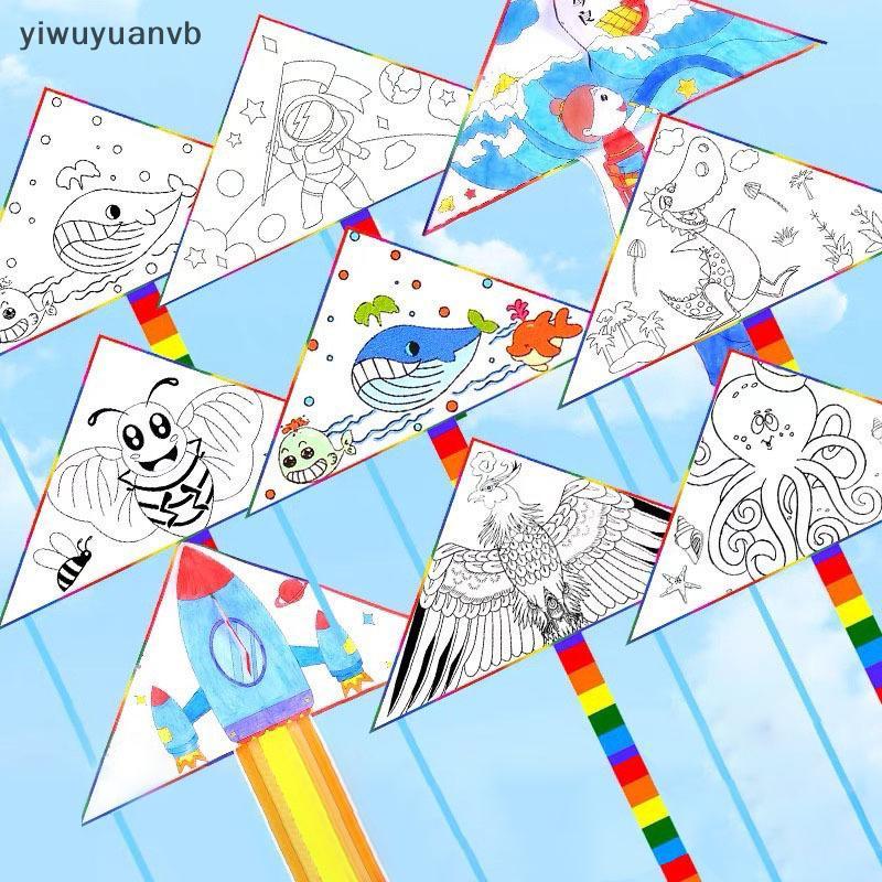 Yiwuyuanvb] ว่าวเปล่า DIY เด็กการศึกษาภาพวาด Kite เด็ก flying ของเล่นกลางแจ้งกิจกรรมทุ่งหญ้าของเล่นใหม่