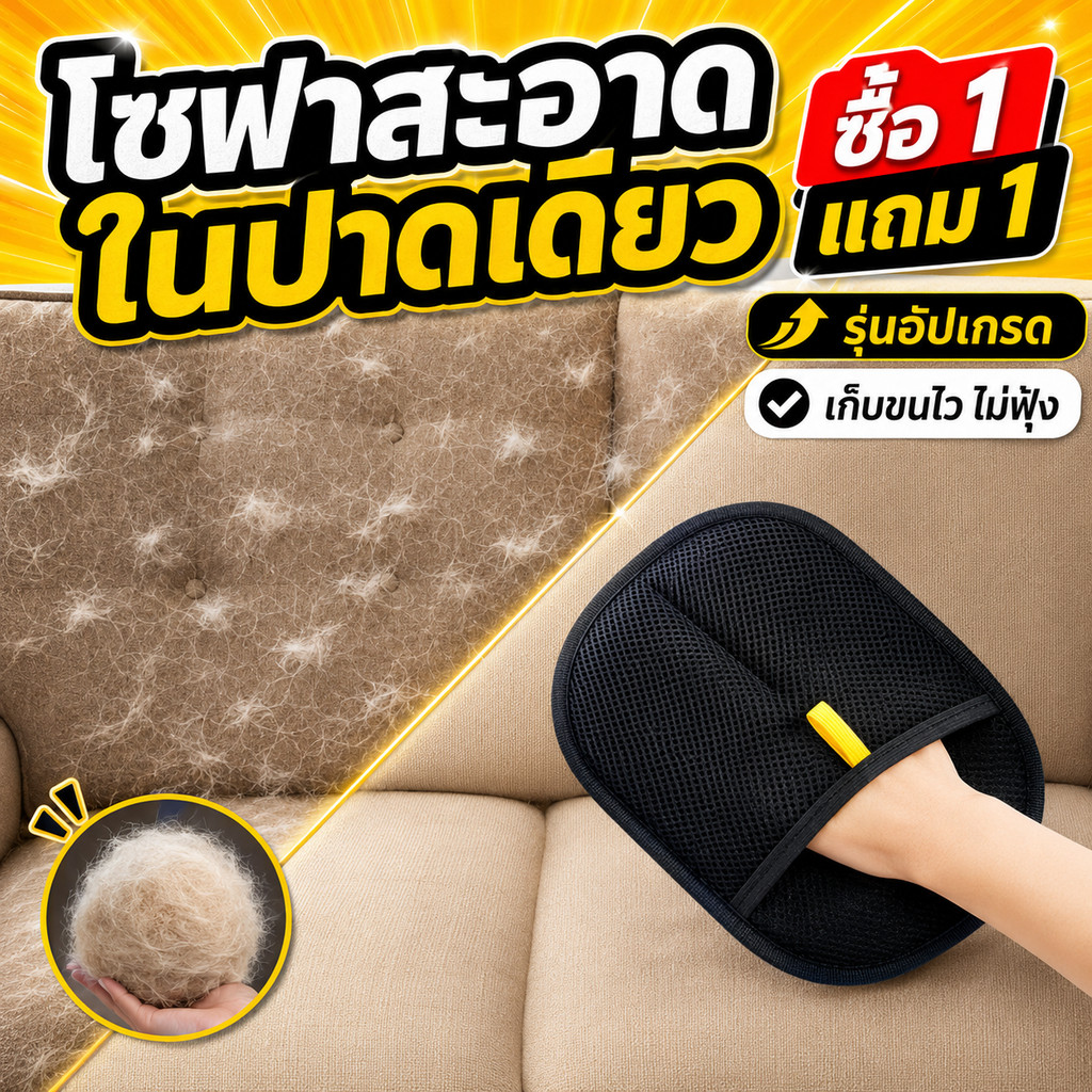 【FurBaby】COD พร้อมส่ง ถุงมือกำจัดขน ถุงมือแปรงขน ถุงมือเก็บขนสัตว์เลี้ยง ถุงมือแมว กันไฟฟ้าสถิต ซักล้างได้ ขนสุนัข แมว