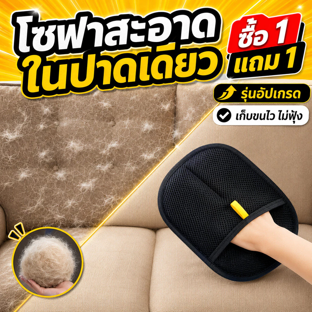 【FurBaby】COD พร้อมส่ง ถุงมือกำจัดขน ถุงมือแปรงขน ถุงมือเก็บขนสัตว์เลี้ยง ถุงมือแมว กันไฟฟ้าสถิต ซักล้างได้ ขนสุนัข แมว