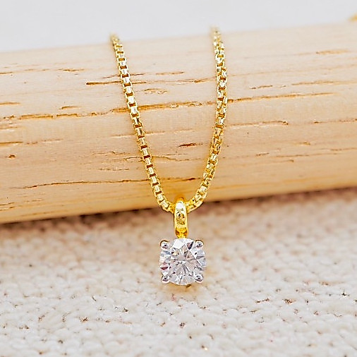[PCPY JEWELRY] สร้อยคอพร้อมจี้เพชรGIA 0.23 กะรัต  ทองคำแท้9K (ทอง37.5%) เพชรแท้ใบเซอร์GIA [9KPP753]