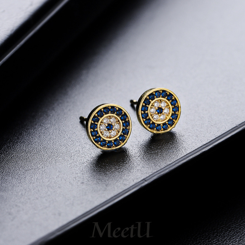 ที่ไม่ซ้ํากัน Hip-Hop Full Zircon Micro-Set ต่างหูชาย Non-Fade ต่างหู