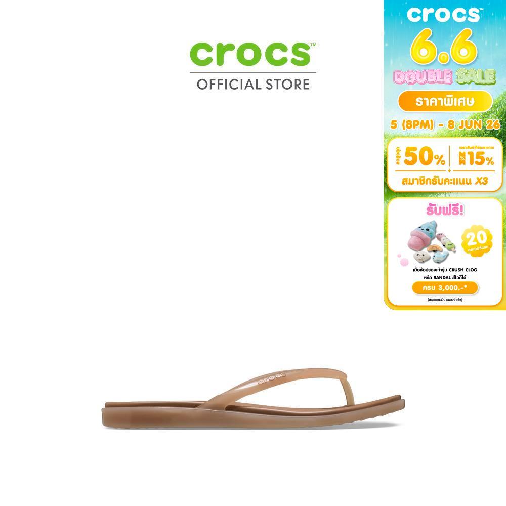 CROCS รองเท้าแตะผู้หญิง MIAMI JELLY ROUND TOE FLIP รุ่น 212014-2NO - MILK CHOCOLATE JELLY