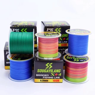 สายตกปลา PE ความเหนียวสูง Multi-color Optional Fishing Line ทนทานต่อการสึกหรอ ยาว 100 เมตร สีสุ่ม
