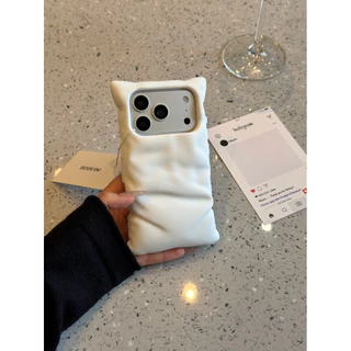 เคสโทรศัพท์ซิลิโคนหมอนริ้วรอยกันกระแทกสไตล์มินิมอลสําหรับiPhone 17 Pro Max 16 Pro Max 15 Pro Max 14 Pro Max