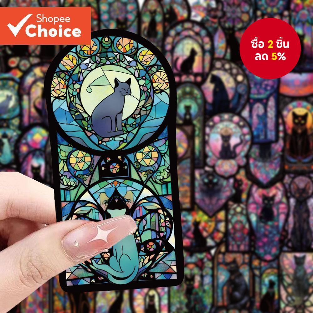 Gothic Dark Cat Series สติกเกอร์ Graffiti 50 ชิ้นสติกเกอร์กันน้ําสําหรับเคสโทรศัพท์แล็ปท็อปหมวกนิรภัยสเก็ตบอร์ดสติกเกอร์ตกแต่ง DIY Creative