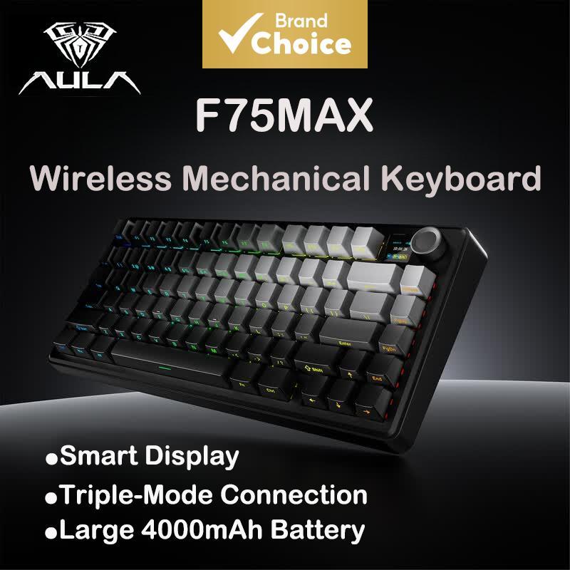 คีย์บอร์ด Aula F75MAX ไร้สาย คีย์บอร์ดแมคคานิคอล ไฟ RGB สลับโหมดบลูทูธ/2.4G/USB-C ได้ 3 โหมด