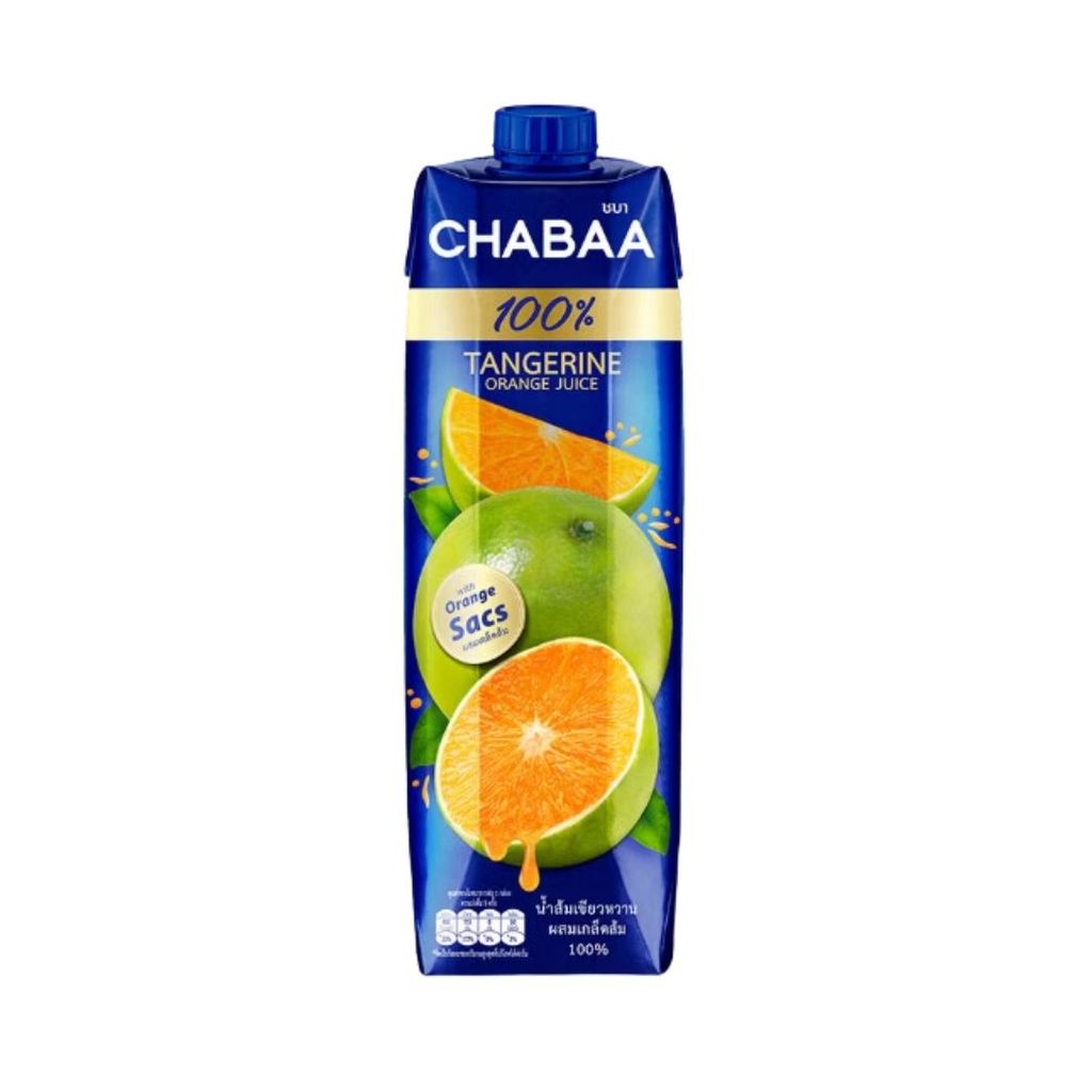ชบา น้ำส้มเขียวหวานผสมเกล็ดส้ม100% Chabaa Tangerine Juice 1ltr.