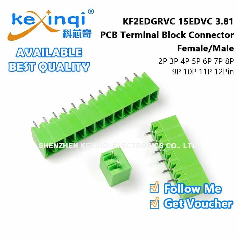 (1 ชิ้น) 2EDGRVC-3.81 15EDGVC-3.81 2EDGK-3.81 15EDGK-3.81 PCB สกรู Terminal Block Connector 3.81 มม.