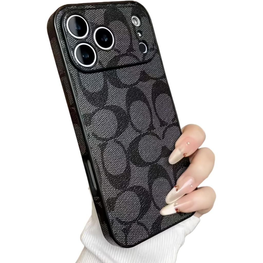 LeatherCaseสําหรับ,TexturedPatternเคสโทรศัพท์พร้อมเลนส์กล้องการป้องกันSlimFitPhoneCoverเข้ากันได้กับ