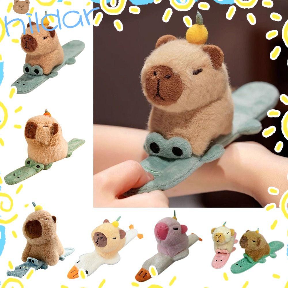 HLAR Capybara Slap สายรัดข้อมือ,ตุ๊กตาการ์ตูน Capybara Slap สร้อยข้อมือ,น่ารักตุ๊กตา Soft Huggers Slap ของเล่นสําหรับของขวัญเด็ก