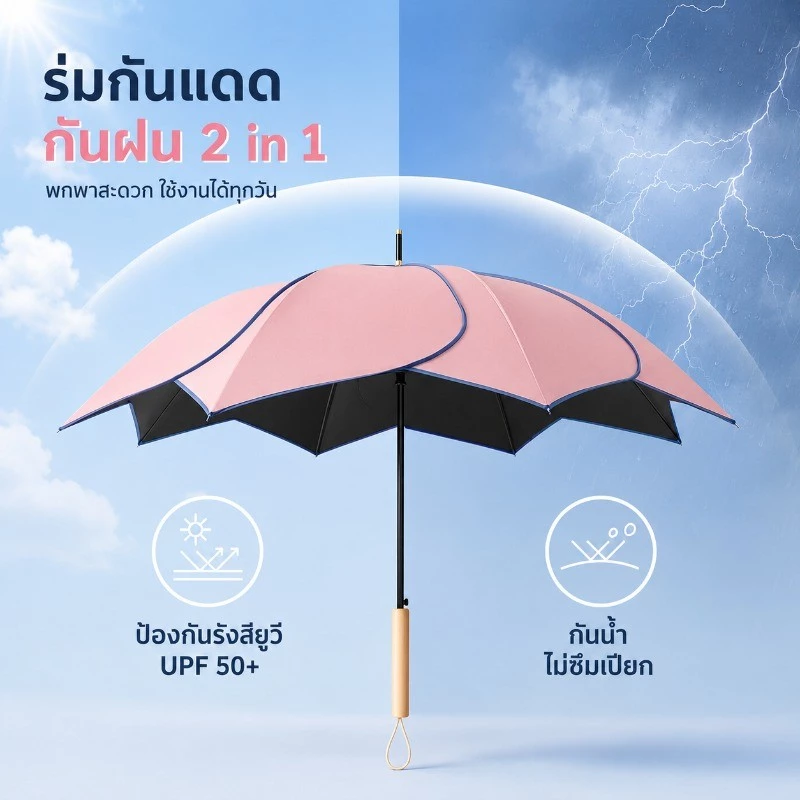 ร่มยาวกันแดดกันฝน UV ขนาดใหญ่ thumbnail 4