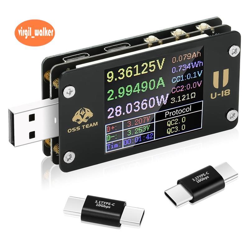 Multi-Function USB-C เครื่องทดสอบ DC 4-25V 6.5A 1.77 นิ้ว USB มัลติมิเตอร์ USB-C Power Meter เครื่อง