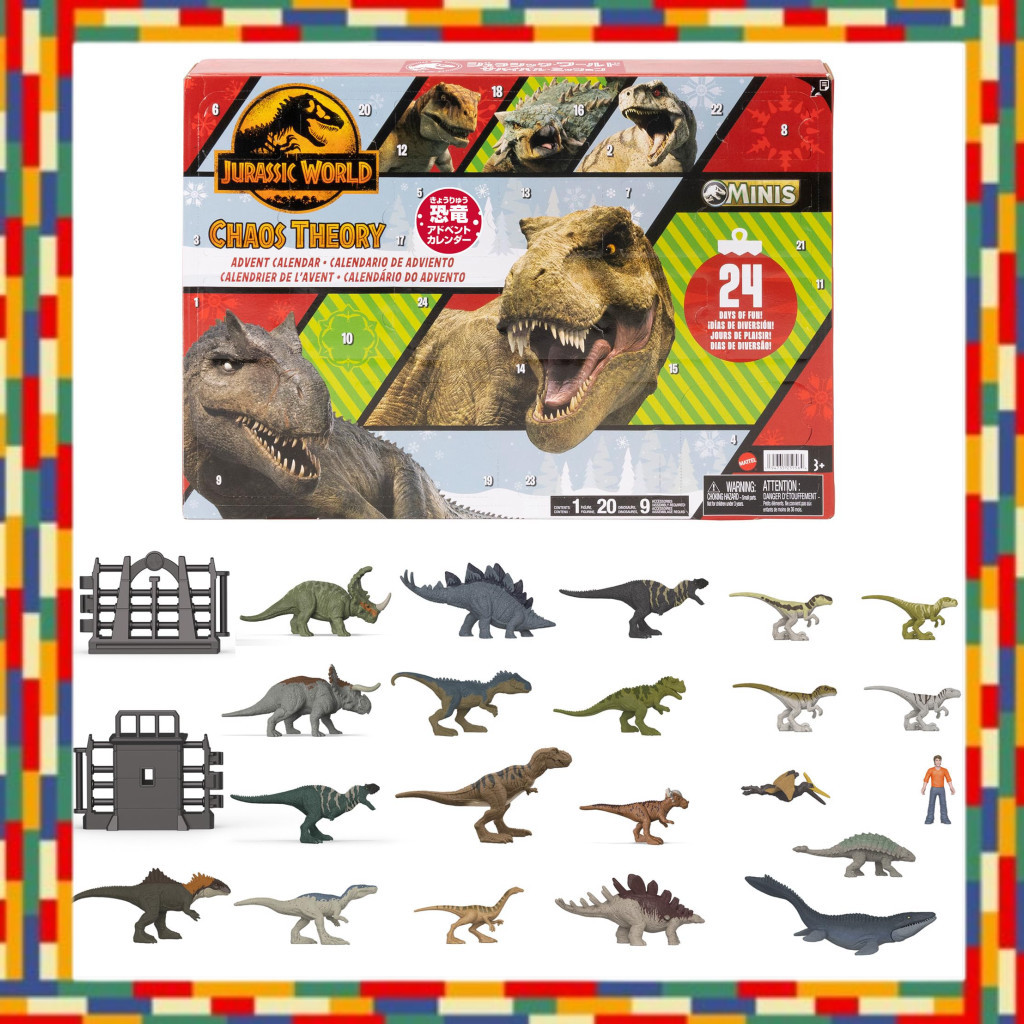 Mattel Jurassic World Survival Mission Dinosaur Advent Calendar Kids Figure Dinosaur Toy Ages 3+ Mul