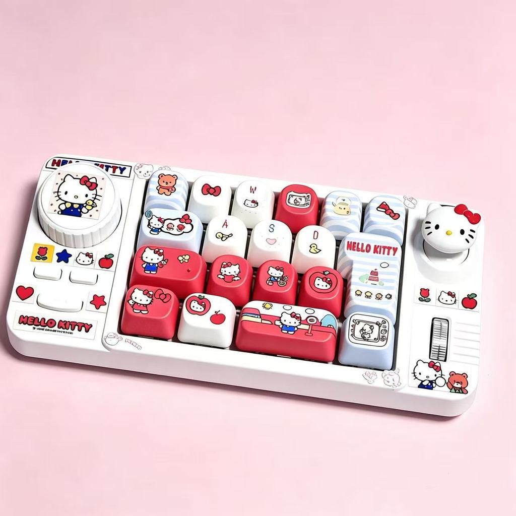 คีย์บอร์ดขนาดเล็ก Hello Kitty w911/w910 คีย์บอร์ดเชิงกลแบบกําหนดเอง ปุ่มกด pbt ระเหิด DIY