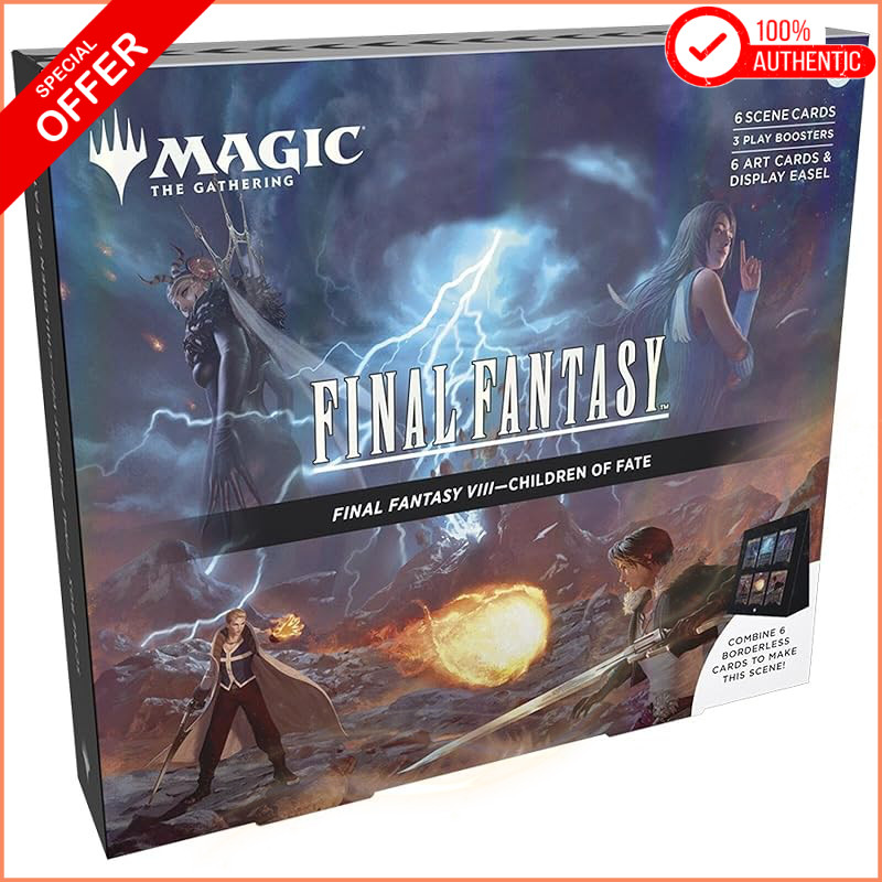 Magic: The Gathering FFVIII Scene Box 'Child of Fate' - 6 Foil Borderless, 6 Art, 3 Boosters, Easel