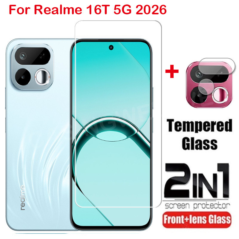 สําหรับRealme 16T 5G 2026 16T 16 Pro 5G 4Gคลุมทั้งหมดกระจกเทมเปอร์ฟิล์มด้านหน้าป้องกันหน้าจอกลับกล้องเลนส์ป้องกันฟิล์ม