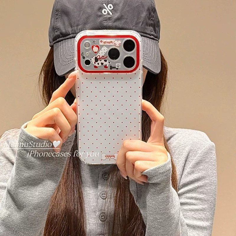 Huiwanju จุดสีแดงเรียบง่ายสําหรับ iPhone 17pro เคสโทรศัพท์มือถือ iphone16promax/15/17/14/15pm/16 รวมทุกอย่างสองชั้น