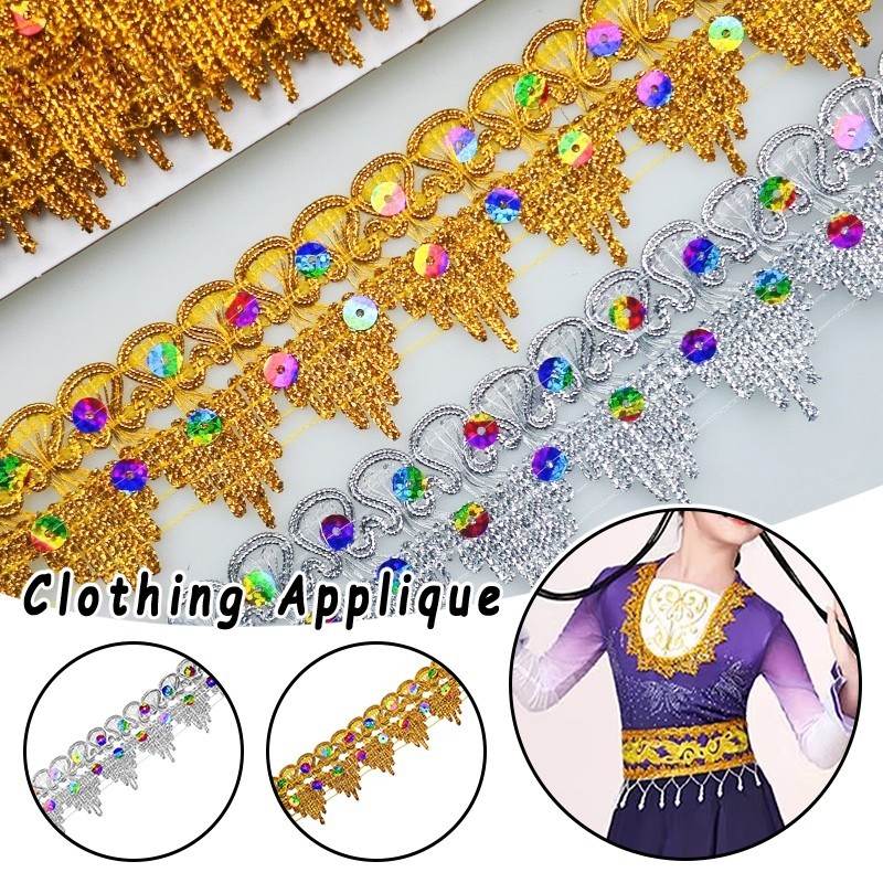 10yard Fringe พู่สามเหลี่ยมลูกไม้ Trim เสื้อผ้าตกแต่ง DIY อุปกรณ์เสริม