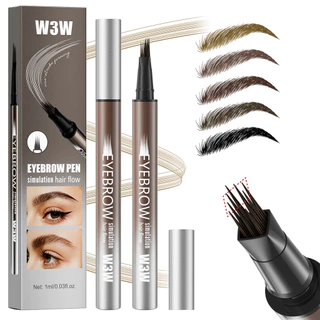 W3W Four-Brush ดินสอเขียนคิ้วหัวเดียวกันน้ําไม่ Multi-Fork Liquid Water ดินสอเขียนคิ้ว
