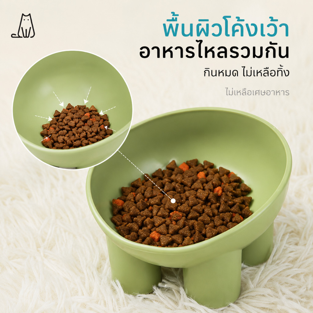 ชามกันมด แมว ชามอาหารแมว ชามอาหารสัตว์เลี้ยง ทรงเฉียง รูปที่ 5