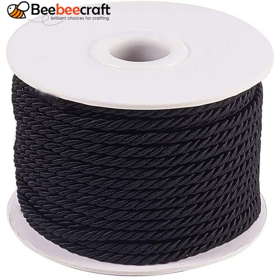 1roll Nylon Threads Milan Cords/Twisted Cords Black 3mm 20m/roll