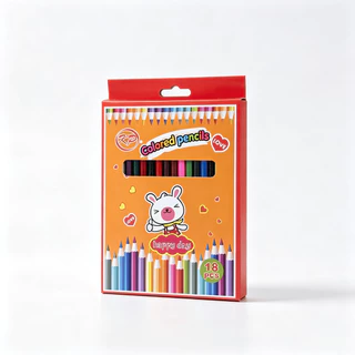 ดินสอสีไม้ 18 สี กล่องลายการ์ตูน สีสวยสดใส L-1884(ยกโหล12แพค)