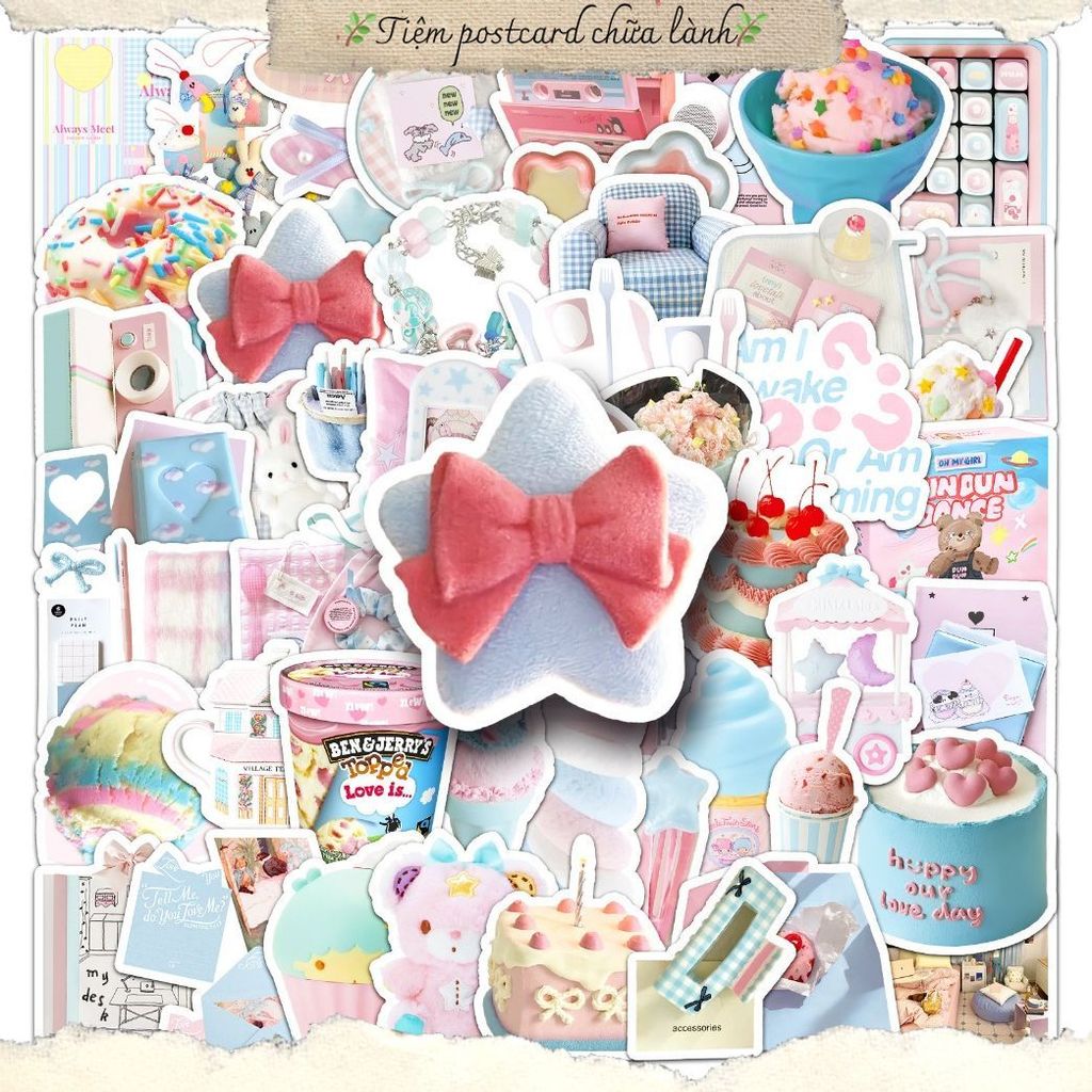 ชุดสติ๊กเกอร์กันน้ําขนาดเล็ก 5/10/20/50 KAWAII PASTEL CANDYCORE CANDY COLOR OBJECT สติ๊กเกอร์สําหรับ