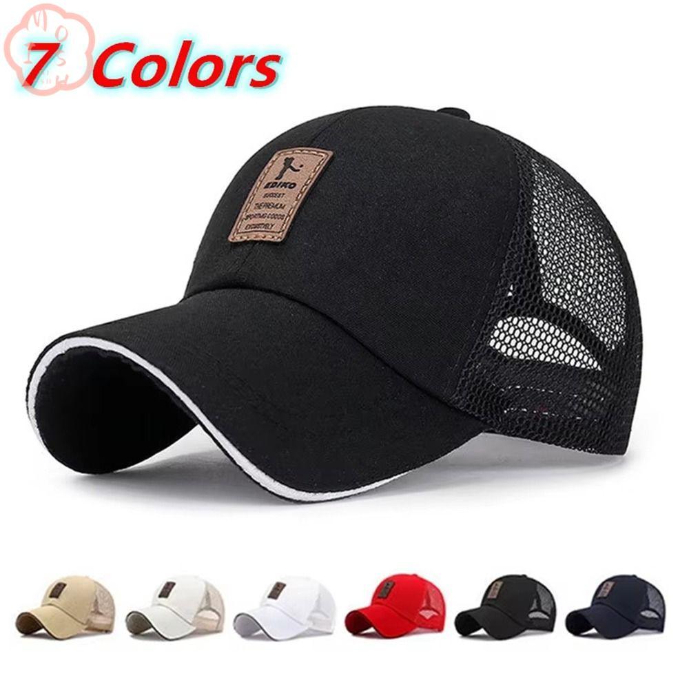 MIOSHOP 1 ชิ้น Trucker หมวก, หมวกเบสบอลตาข่ายป้องกันรังสียูวี, ระบายอากาศได้แห้งเร็วปรับ Snapback พ่อหมวกผู้หญิงผู้ชาย